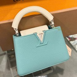 Túi Xách Louis Vuitton LV Capucines Mini Nữ Màu Xanh Dương Siêu Cấp 21cm (2)