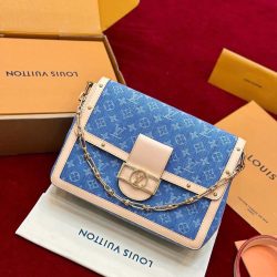 Túi Xách Louis Vuitton LV Dauphine Soft MM Replica 11 Chất Vải Denim Monogram 28x20x11cm (2)