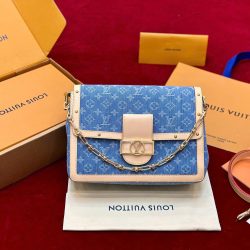 Túi Xách Louis Vuitton LV Dauphine Soft MM Replica 11 Chất Vải Denim Monogram 28x20x11cm (2)