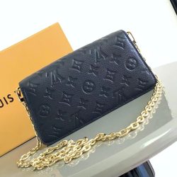 Túi Xách Louis Vuitton LV Wallet On Chain Siêu Cấp Màu Đen Hoạ Tiết Dập Chìm 22x15x5 (2)