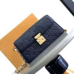 Túi Xách Louis Vuitton LV Wallet On Chain Siêu Cấp Màu Đen Hoạ Tiết Dập Chìm 22x15x5 (2)