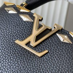 Túi Xách Louis Vuitton Like Auth LV Capusines Da Bò Màu Đen 21x14x8cm (2)