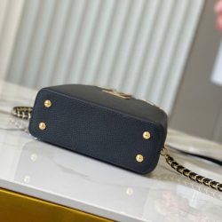Túi Xách Louis Vuitton Like Auth LV Capusines Da Bò Màu Đen 21x14x8cm (2)
