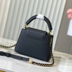 Túi Xách Louis Vuitton Like Auth LV Capusines Da Bò Màu Đen 21x14x8cm (2)