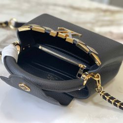 Túi Xách Louis Vuitton Like Auth LV Capusines Da Bò Màu Đen 21x14x8cm (2)