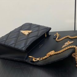 Túi Xách Louis Vuitton Like Auth LV Wallet On Chain Màu Đen Khoá Vàng 20x12cm (2)