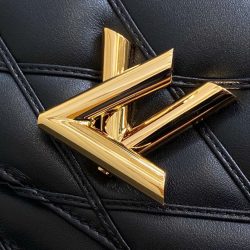 Túi Xách Louis Vuitton Like Auth LV Wallet On Chain Màu Đen Khoá Vàng 20x12cm (2)