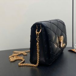 Túi Xách Louis Vuitton Like Auth LV Wallet On Chain Màu Đen Khoá Vàng 20x12cm (2)