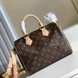 Túi Xách Louis Vuitton Siêu Cấp LV Speedy bandouliere Hoạ Tiết Monogram Màu Nâu 25cm (2)