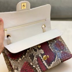 Túi Xách Nữ Chanel Classic Mãng Xà Siêu Cấp Khoá Vàng 25cm (2)