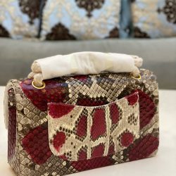 Túi Xách Nữ Chanel Classic Mãng Xà Siêu Cấp Khoá Vàng 25cm (2)