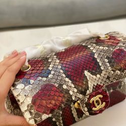 Túi Xách Nữ Chanel Classic Mãng Xà Siêu Cấp Khoá Vàng 25cm (2)