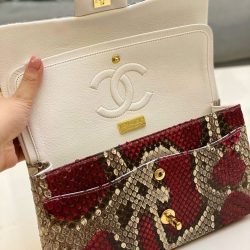 Túi Xách Nữ Chanel Classic Mãng Xà Siêu Cấp Khoá Vàng 25cm (2)
