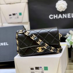 Túi Xách Nữ Chanel Flap 24K Siêu Cấp Màu Đen Khoá Vàng 21mm (2)