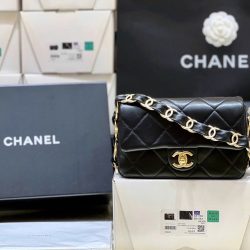 Túi Xách Nữ Chanel Flap 24K Siêu Cấp Màu Đen Khoá Vàng 21mm (2)