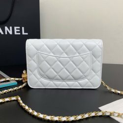 Túi Xách Nữ Chanel Woc Siêu Cấp Màu Trắng Khoá Vàng 19cm (2)