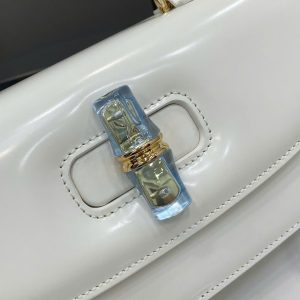 Túi Xách Nữ Gucci Bamboo Diva Like Auth Chất Da Bóng Màu Trắng 26 (2)