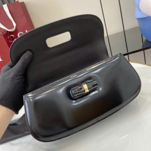 Túi Xách Nữ Gucci Bamboo Diva Siêu Cấp Chất Da Bóng Màu Đen 26 (2)