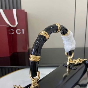 Túi Xách Nữ Gucci Bamboo Diva Siêu Cấp Chất Da Bóng Màu Đen 26 (2)