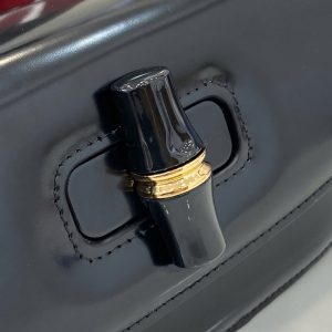 Túi Xách Nữ Gucci Bamboo Diva Siêu Cấp Chất Da Bóng Màu Đen 26 (2)