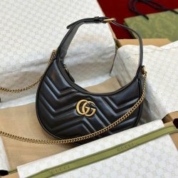Túi Xách Nữ Gucci Marmont Siêu Cấp Màu Đen Khoá Vàng 21x13cm (2)