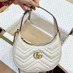 Túi Xách Nữ Gucci Marmont Siêu Cấp Màu Trắng Khoá Vàng 21x13cm (2)