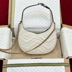 Túi Xách Nữ Gucci Marmont Siêu Cấp Màu Trắng Khoá Vàng 21x13cm (2)