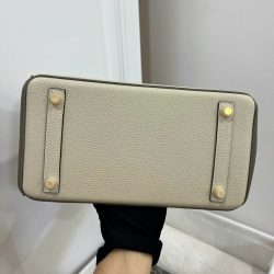 Túi Xách Nữ Hermes Birkin Like Auth Mix 2 Màu Trắng Xám 25cm (2)