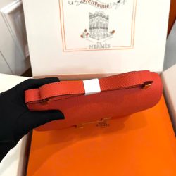 Túi Xách Nữ Hermes Constance Siêu Cấp Màu Cam Khoá Vàng 18cm (2)