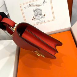 Túi Xách Nữ Hermes Constance Siêu Cấp Màu Cam Khoá Vàng 18cm (2)