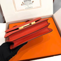 Túi Xách Nữ Hermes Constance Siêu Cấp Màu Cam Khoá Vàng 18cm (2)