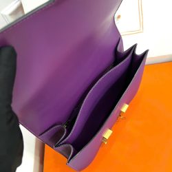Túi Xách Nữ Hermes Constance Siêu Cấp Màu Tím Khoá Vàng 18cm (1)