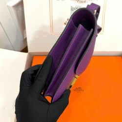 Túi Xách Nữ Hermes Constance Siêu Cấp Màu Tím Khoá Vàng 18cm (1)