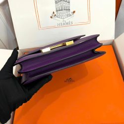 Túi Xách Nữ Hermes Constance Siêu Cấp Màu Tím Khoá Vàng 18cm (1)