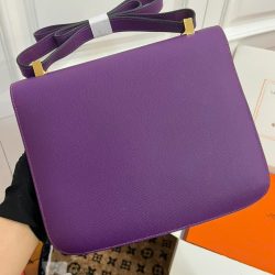 Túi Xách Nữ Hermes Constance Siêu Cấp Màu Tím Khoá Vàng 18cm (1)