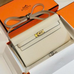 Túi Xách Nữ Hermes Kelly Woc Siêu Cấp Màu Trắng Khoá Vàng 20 (2)