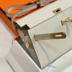 Túi Xách Nữ Hermes Kelly Woc Siêu Cấp Màu Trắng Khoá Vàng 20 (2)