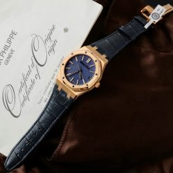 Đồng Hồ Audemars Piguet Rep 11 15510R Royal Oak 50th Anniversary Bọc Vàng Thật Mặt Xanh Blue Dây Da 41mm (1)