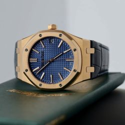 Đồng Hồ Audemars Piguet Rep 11 15510R Royal Oak 50th Anniversary Bọc Vàng Thật Mặt Xanh Blue Dây Da 41mm (1)