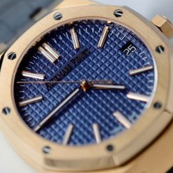 Đồng Hồ Audemars Piguet Rep 11 15510R Royal Oak 50th Anniversary Bọc Vàng Thật Mặt Xanh Blue Dây Da 41mm (1)