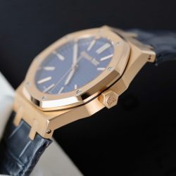 Đồng Hồ Audemars Piguet Rep 11 15510R Royal Oak 50th Anniversary Bọc Vàng Thật Mặt Xanh Blue Dây Da 41mm (1)