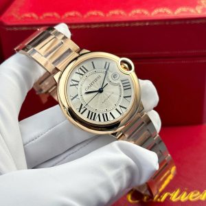 Đồng Hồ Cartier Ballon Bleu Nam Replica 11 Mạ Vàng Hồng Mặt Trắng Xưởng AF 42mm (2)
