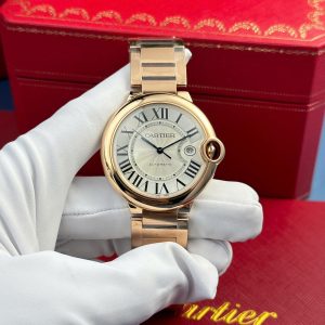 Đồng Hồ Cartier Ballon Bleu Nam Replica 11 Mạ Vàng Hồng Mặt Trắng Xưởng AF 42mm (2)
