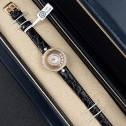 Đồng Hồ Chopard Happy 203857 Replica Cao Cấp Đính Full Kim Cương Moissanite + Bọc Vàng Hồng 36mm (2)