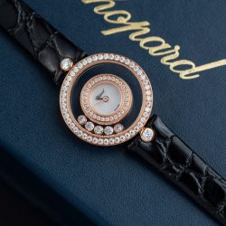 Đồng Hồ Chopard Happy 203857 Replica Cao Cấp Đính Full Kim Cương Moissanite + Bọc Vàng Hồng 36mm (2)