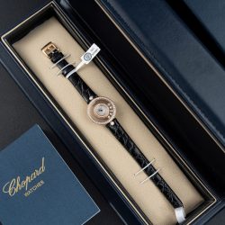 Đồng Hồ Chopard Happy 203857 Replica Cao Cấp Đính Full Kim Cương Moissanite + Bọc Vàng Hồng 36mm (2)