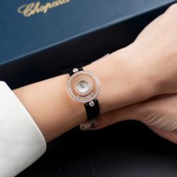 Đồng Hồ Chopard Happy 203857 Replica Cao Cấp Đính Full Kim Cương Moissanite + Bọc Vàng Hồng 36mm (2)