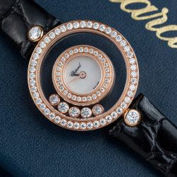 Đồng Hồ Chopard Happy 203857 Replica Cao Cấp Đính Full Kim Cương Moissanite + Bọc Vàng Hồng 36mm (2)