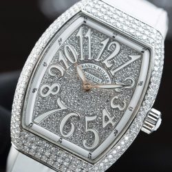 Đồng Hồ Frack Muller V32 Màu Trắng Chế Tác Đính Full Kim Cương Nhân Tạo 36mm (2)