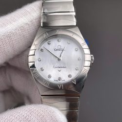 Đồng Hồ Omega Constellation Replica 11 Mặt Số Xà Cừ Đính Đá Máy Cơ Automatic 28mm (1)
